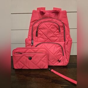 Lug Hatchback And Zeppelin Pink Backpack and Wallet Set